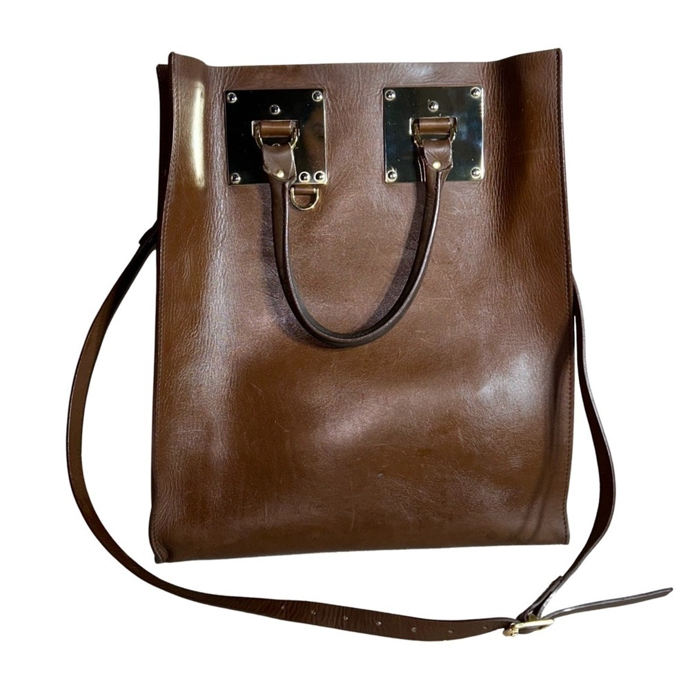 Sophie Hulme Albion Large Leather Crossbody in Brown